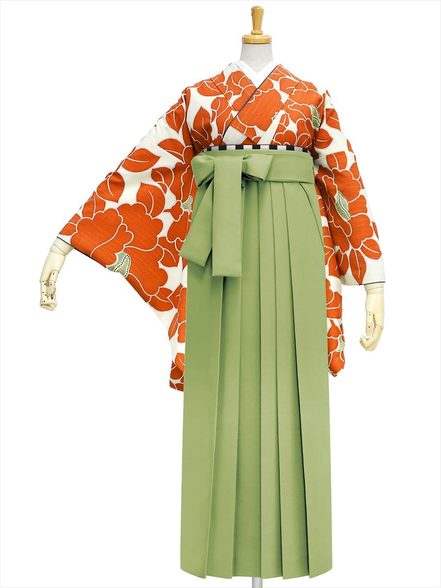 【レンタル商品】レンタル袴「【M0020】椿・オレンジ」|ピスタチオ
