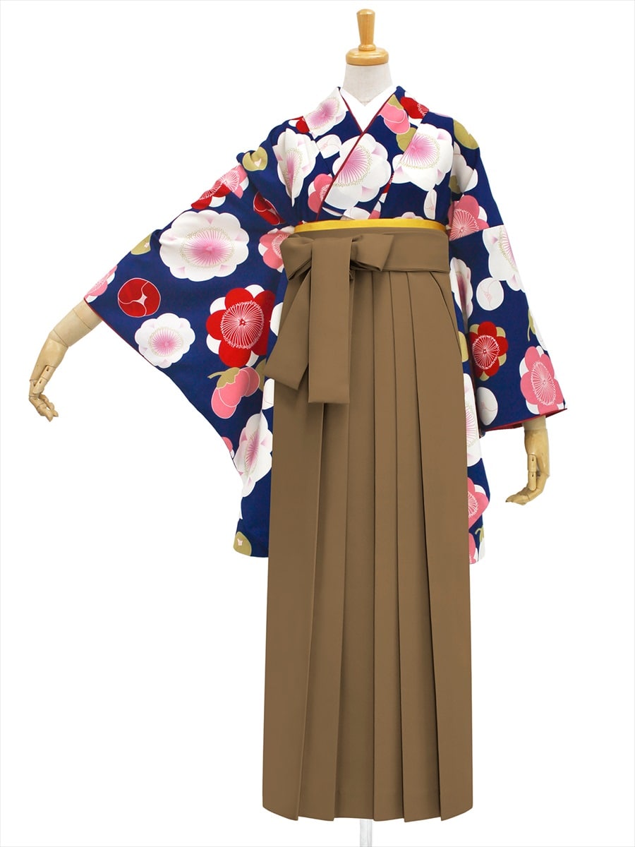 【レンタル商品】レンタル袴「【M2004】梅小町・紺」|ブラウン