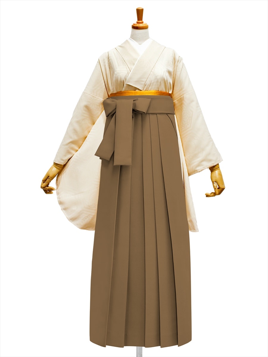 【レンタル商品】レンタル袴「【M0062】華亀甲・オフホワイト」|ブラウン