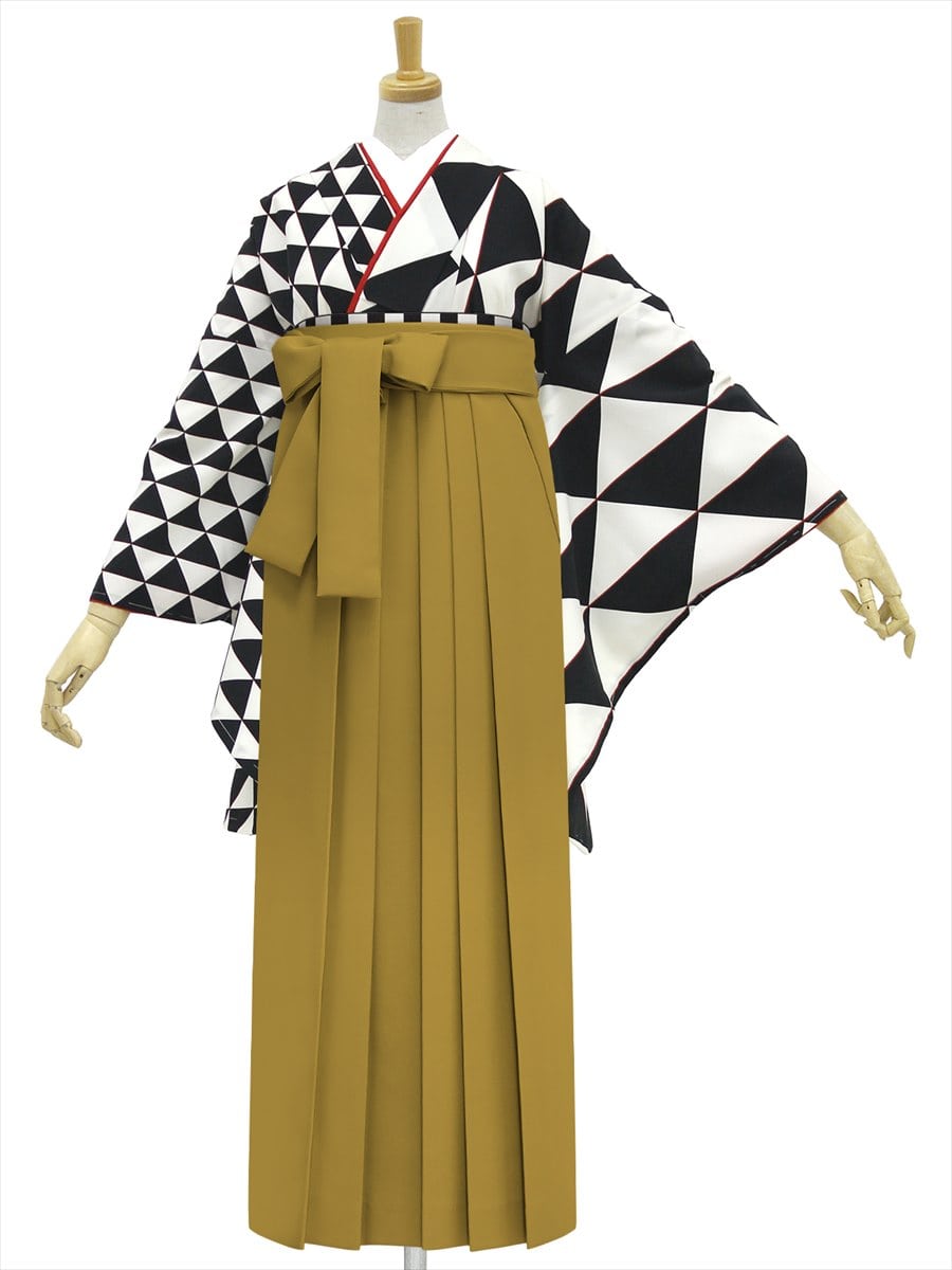 【レンタル商品】レンタル袴「【M0028】ウロコ片身替り・黒」|マスタード