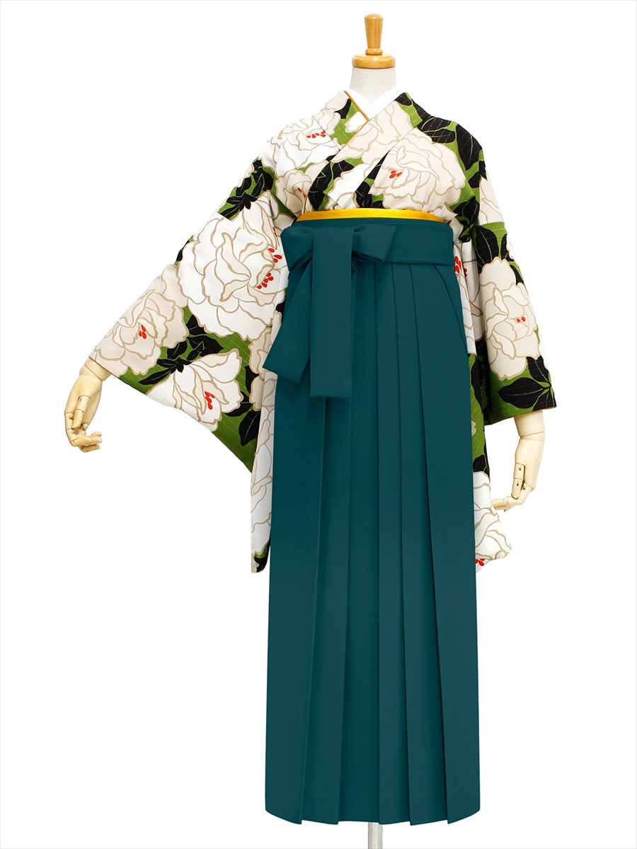 【レンタル商品】レンタル袴「【M0023】バラ・抹茶」|グリーン
