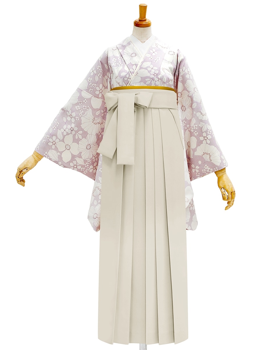 【レンタル商品】レンタル袴「【M0072】花かんざし・ラベンダー」|アイボリー