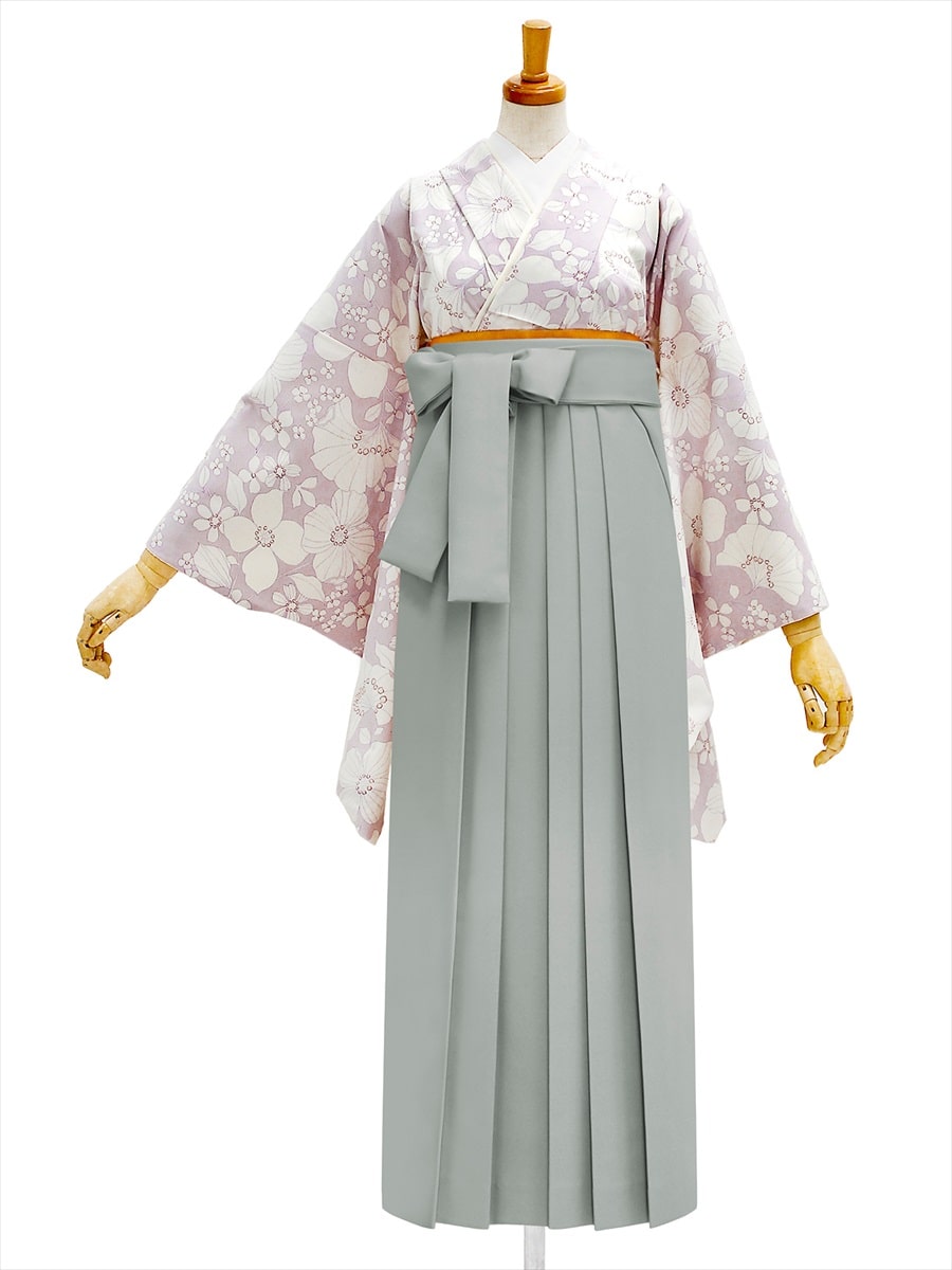 【レンタル商品】レンタル袴「【M0072】花かんざし・ラベンダー」|グレー