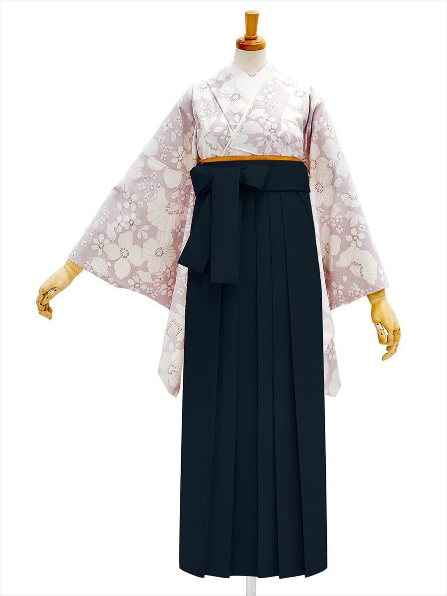 【レンタル商品】レンタル袴「【M0072】花かんざし・ラベンダー」|ブラック