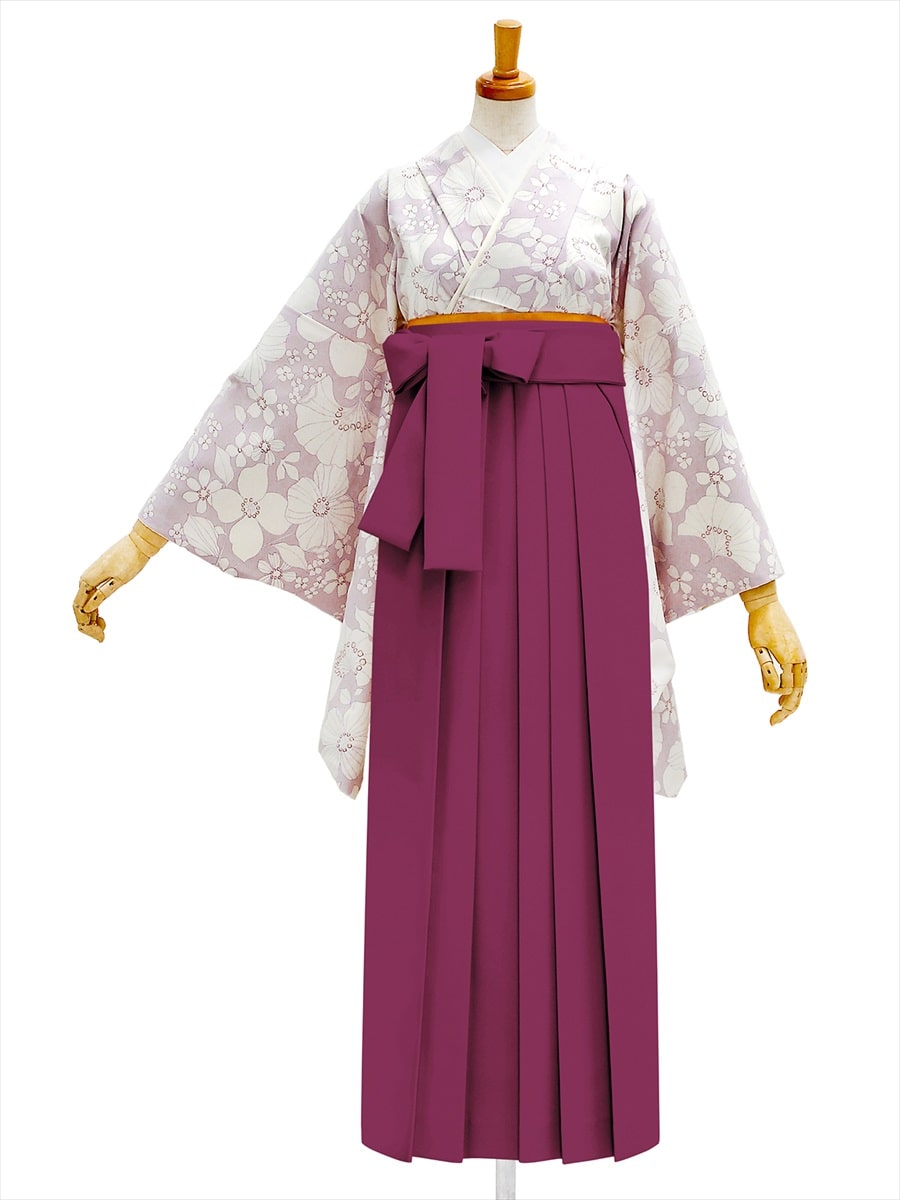 【レンタル商品】レンタル袴「【M0072】花かんざし・ラベンダー」|ダークレッド