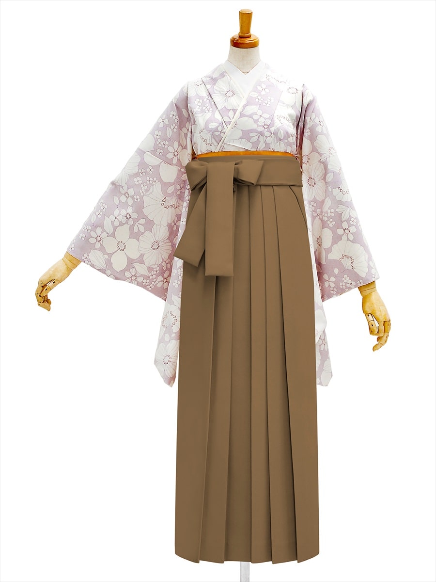【レンタル商品】レンタル袴「【M0072】花かんざし・ラベンダー」|ブラウン