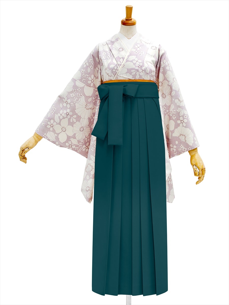 【レンタル商品】レンタル袴「【M0072】花かんざし・ラベンダー」|グリーン