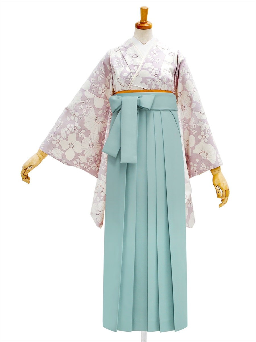 【レンタル商品】レンタル袴「【M0072】花かんざし・ラベンダー」|ライトグリーン