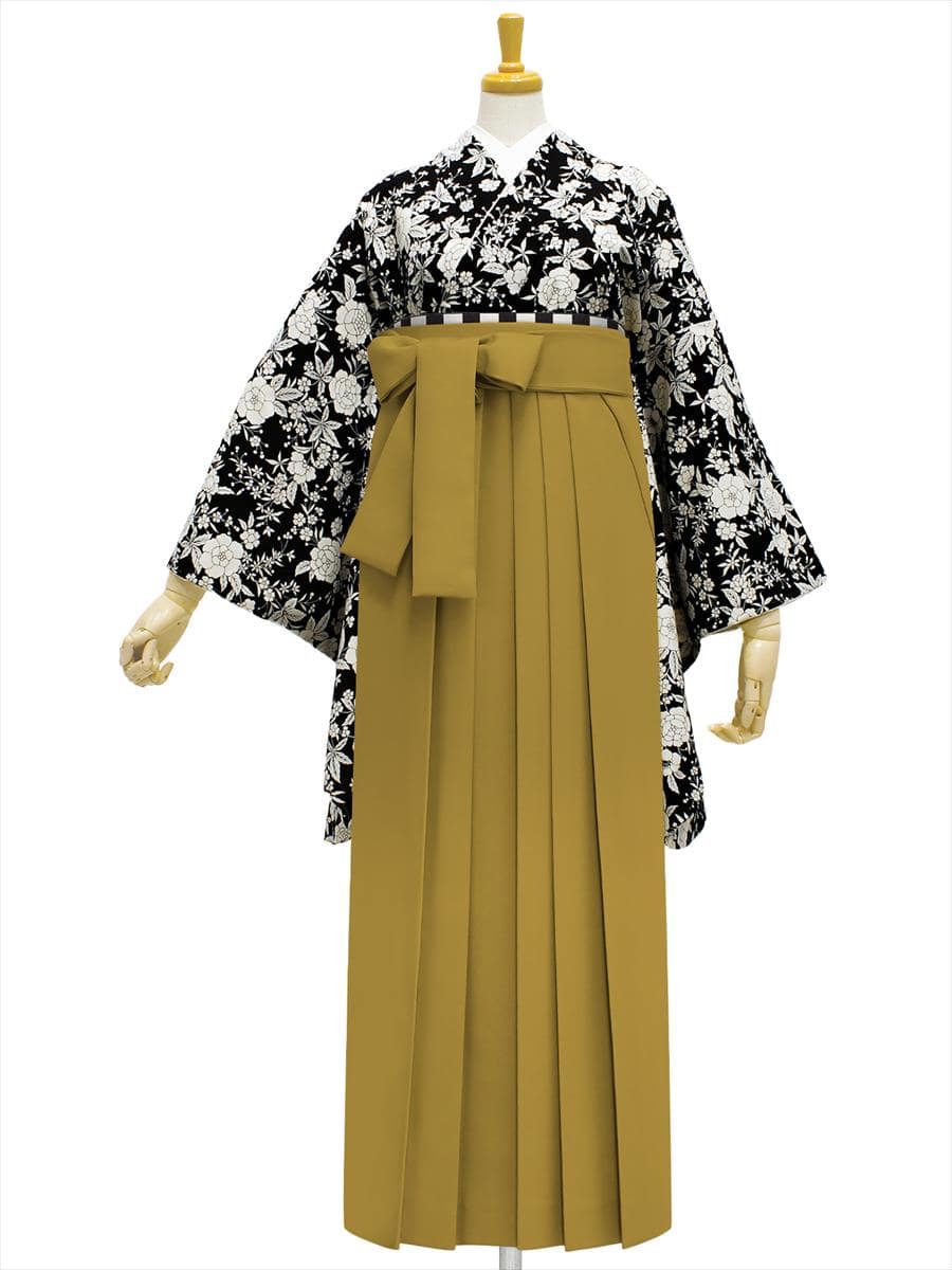 【レンタル商品】レンタル袴「【M0059】プチフルール・黒」|マスタード