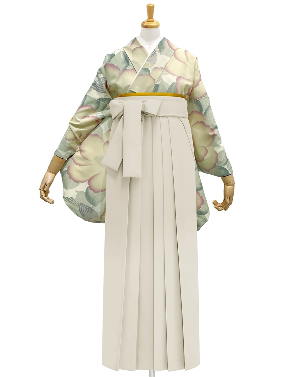 【レンタル商品】レンタル袴「【M2011】椿鳥・ライラック」|アイボリー