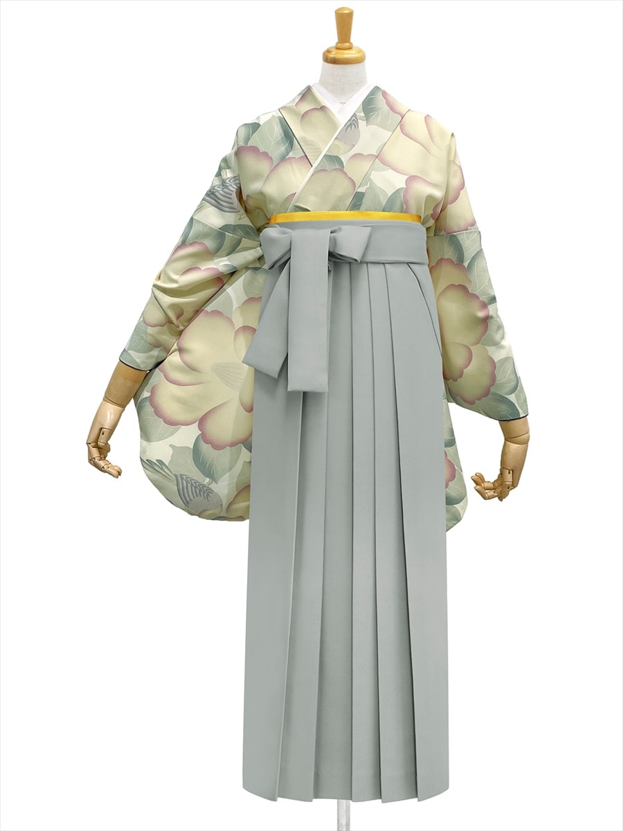 【レンタル商品】レンタル袴「【M2011】椿鳥・ライラック」|グレー