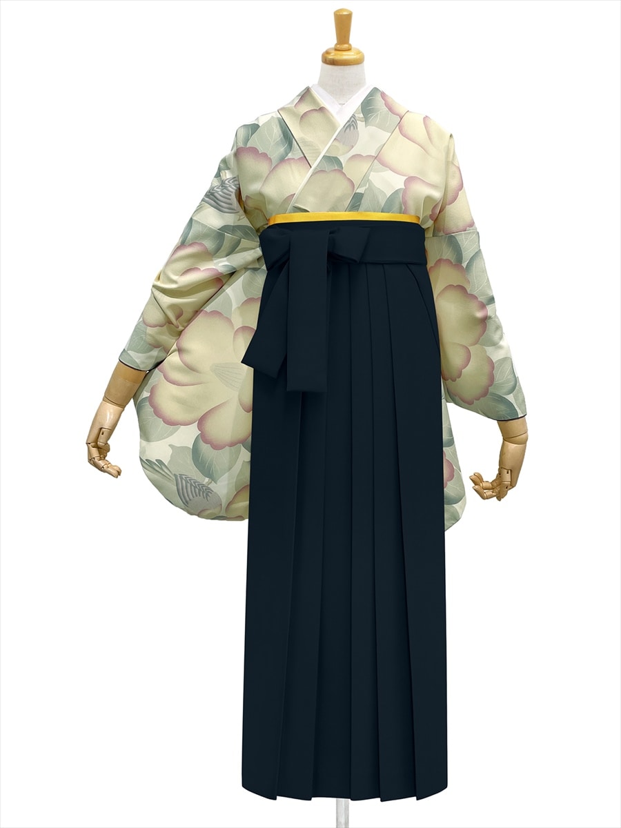 【レンタル商品】レンタル袴「【M2011】椿鳥・ライラック」|ブラック