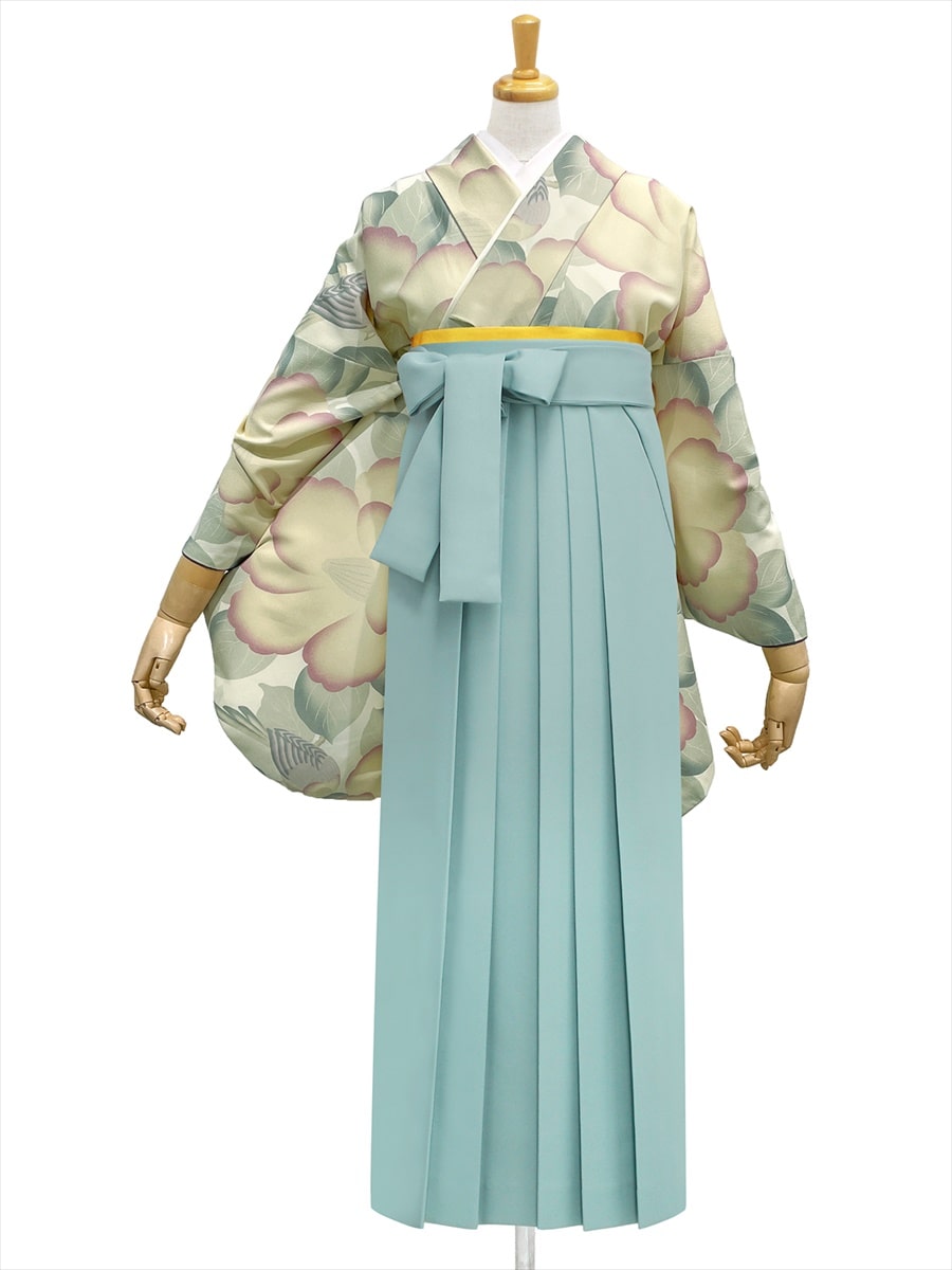 【レンタル商品】レンタル袴「【M2011】椿鳥・ライラック」|ライトグリーン