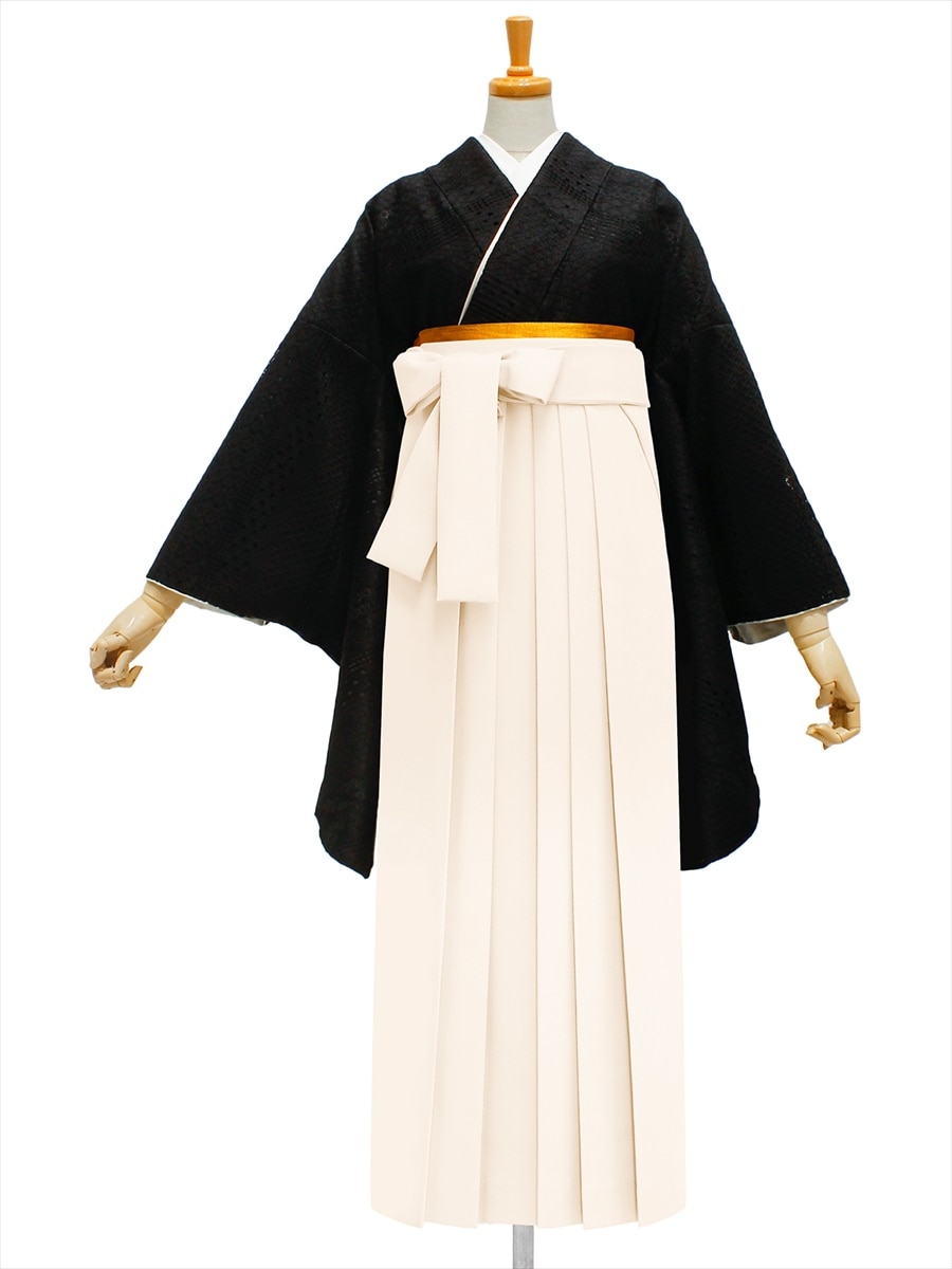 【レンタル商品】レンタル袴「【M0068】レース・ジオメトリーブラック」|オフホワイト