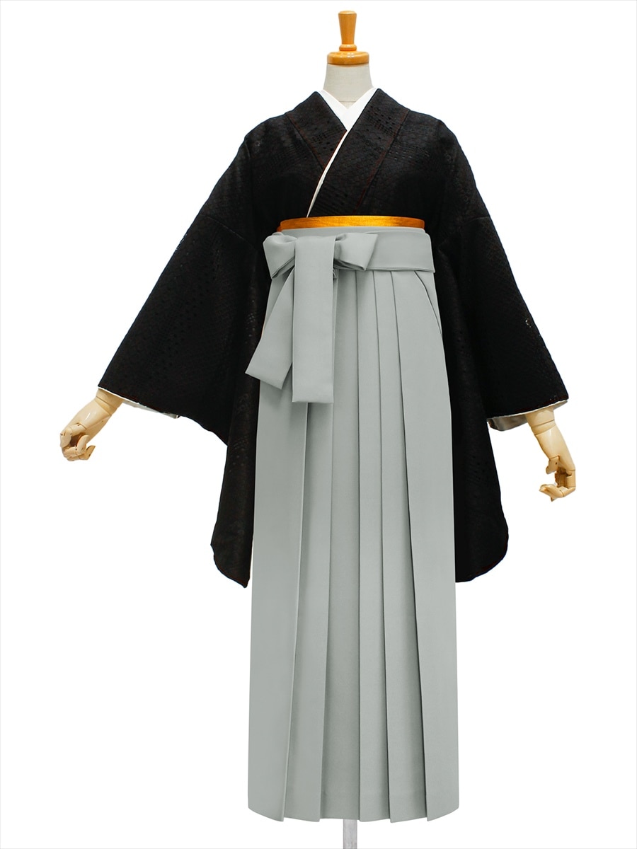 【レンタル商品】レンタル袴「【M0068】レース・ジオメトリーブラック」|グレー