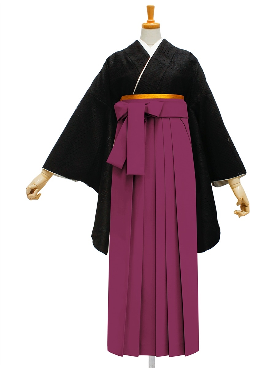 【レンタル商品】レンタル袴「【M0068】レース・ジオメトリーブラック」|ダークレッド