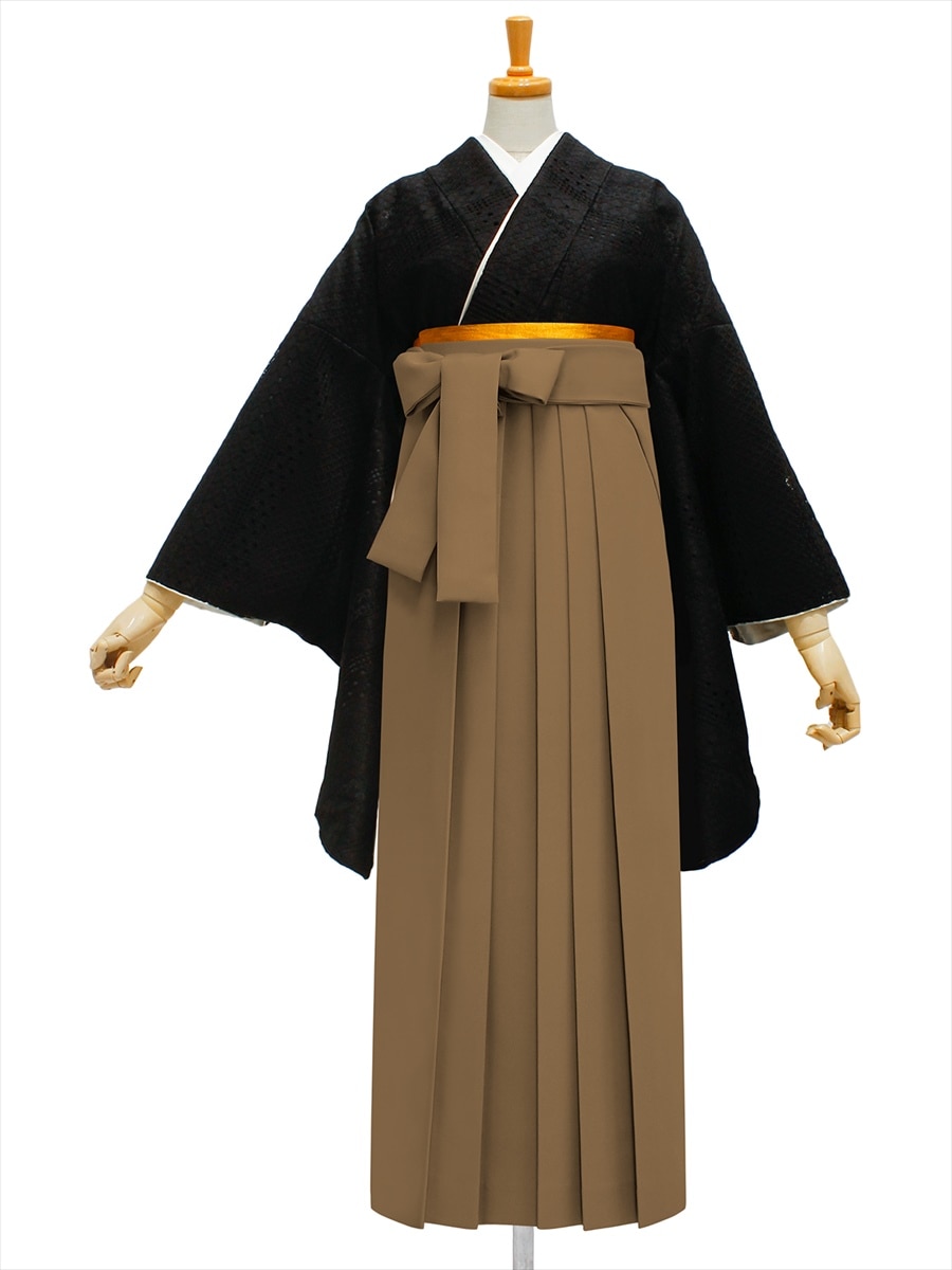 【レンタル商品】レンタル袴「【M0068】レース・ジオメトリーブラック」|ブラウン
