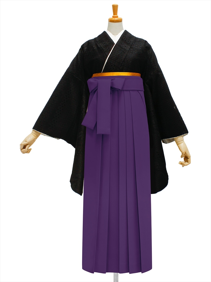 【レンタル商品】レンタル袴「【M0068】レース・ジオメトリーブラック」|パープル