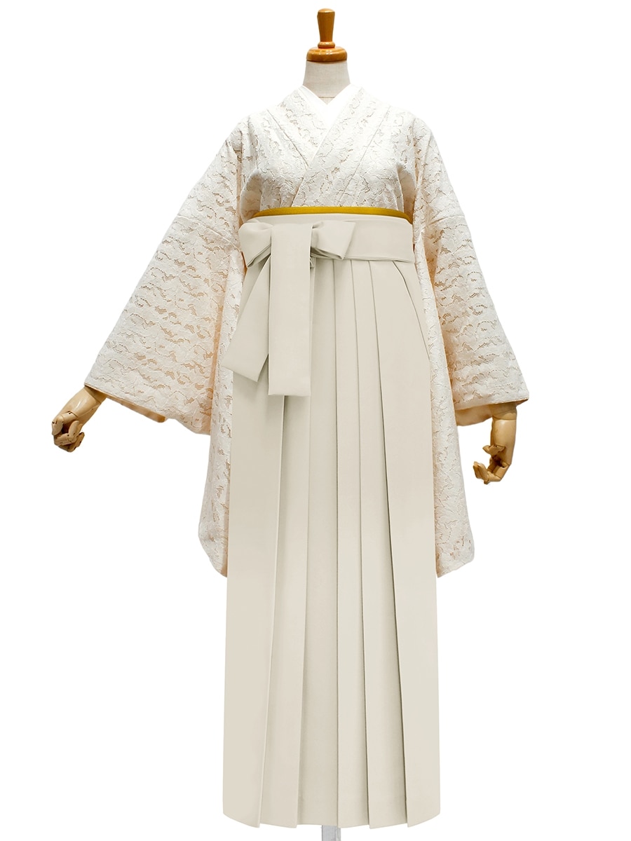 【レンタル商品】レンタル袴「【M0067】レース・フラワークリーム」|アイボリー