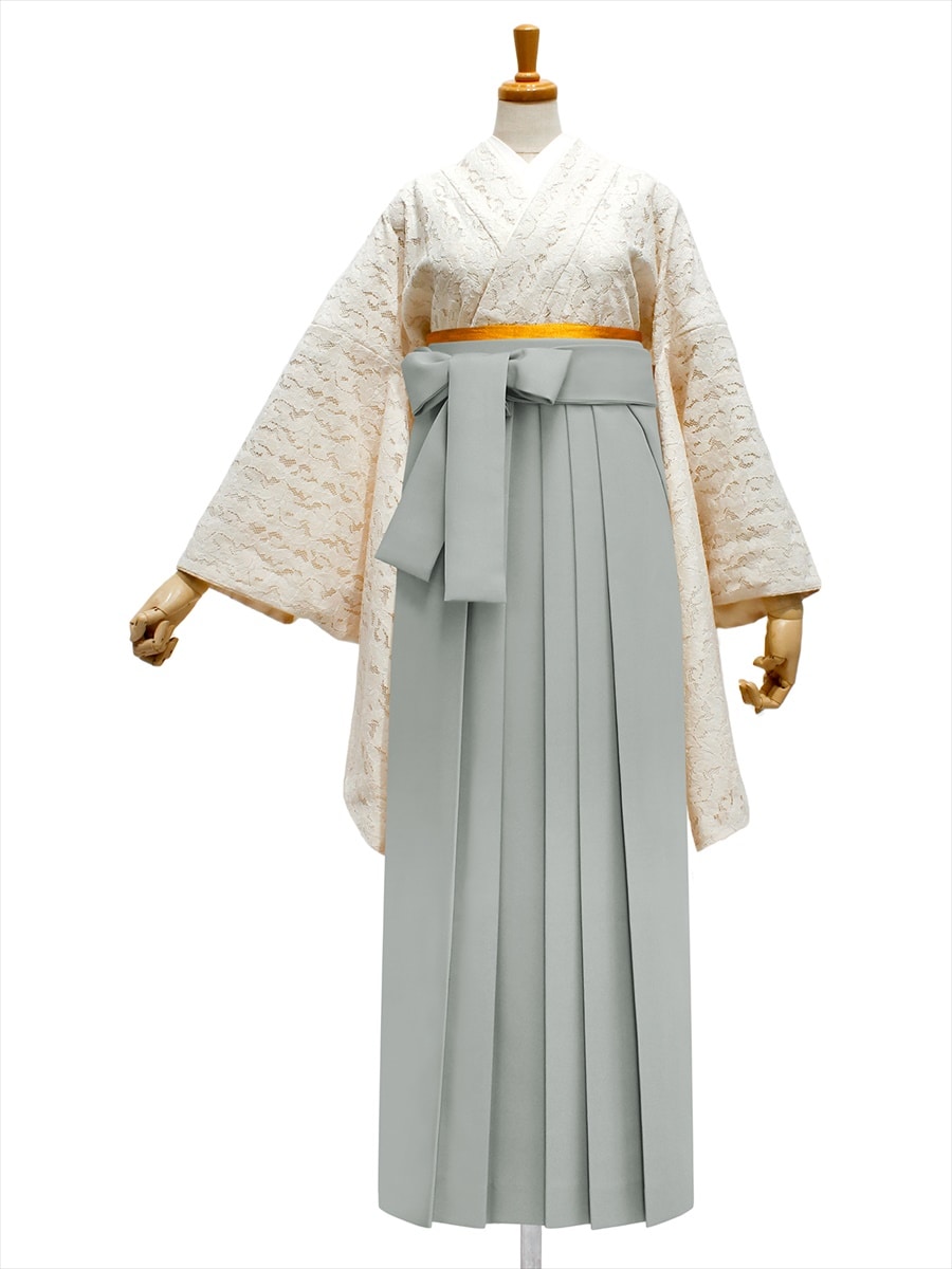 【レンタル商品】レンタル袴「【M0067】レース・フラワークリーム」|グレー