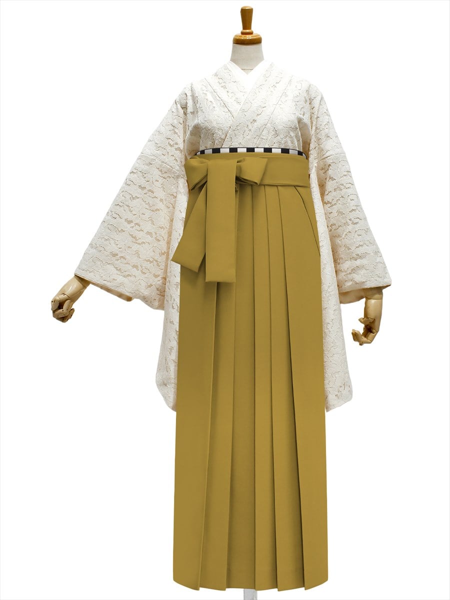 【レンタル商品】レンタル袴「【M0067】レース・フラワークリーム」|マスタード