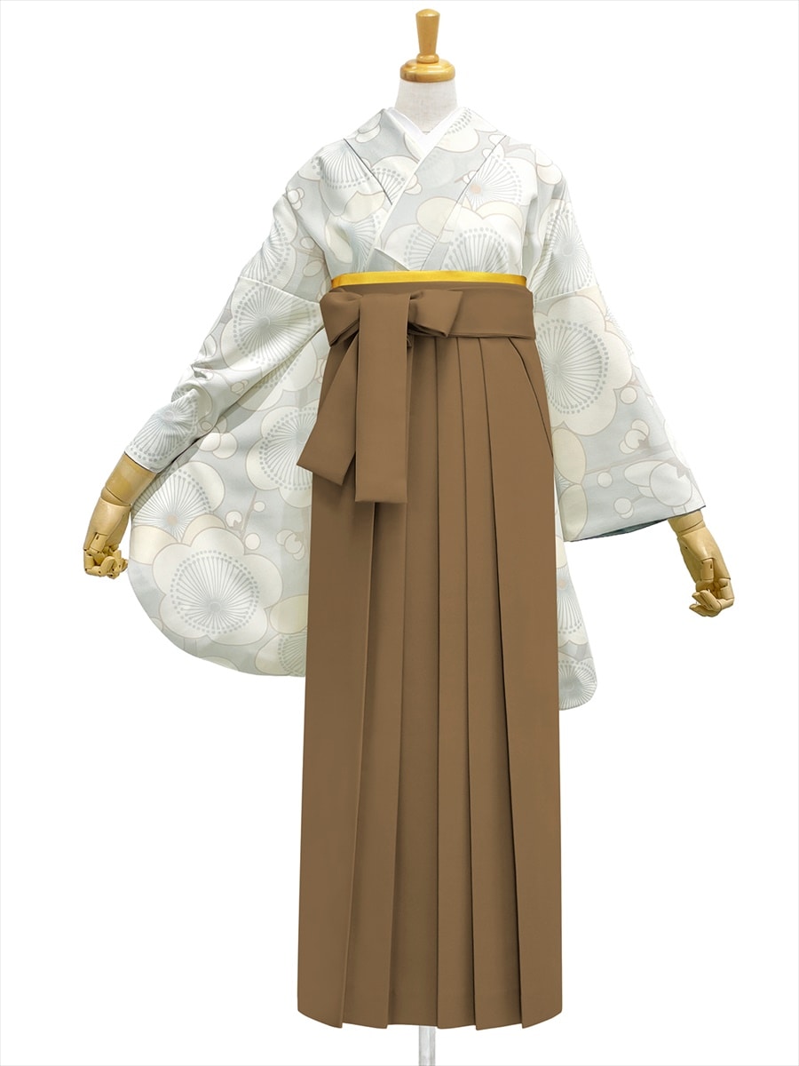 【レンタル商品】レンタル袴「【M0073】梅・ブルーグレー」|ブラウン