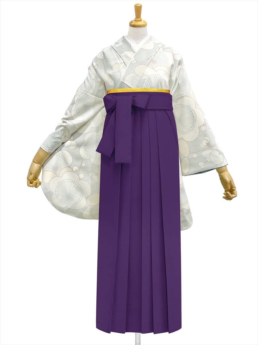 【レンタル商品】レンタル袴「【M0073】梅・ブルーグレー」|パープル