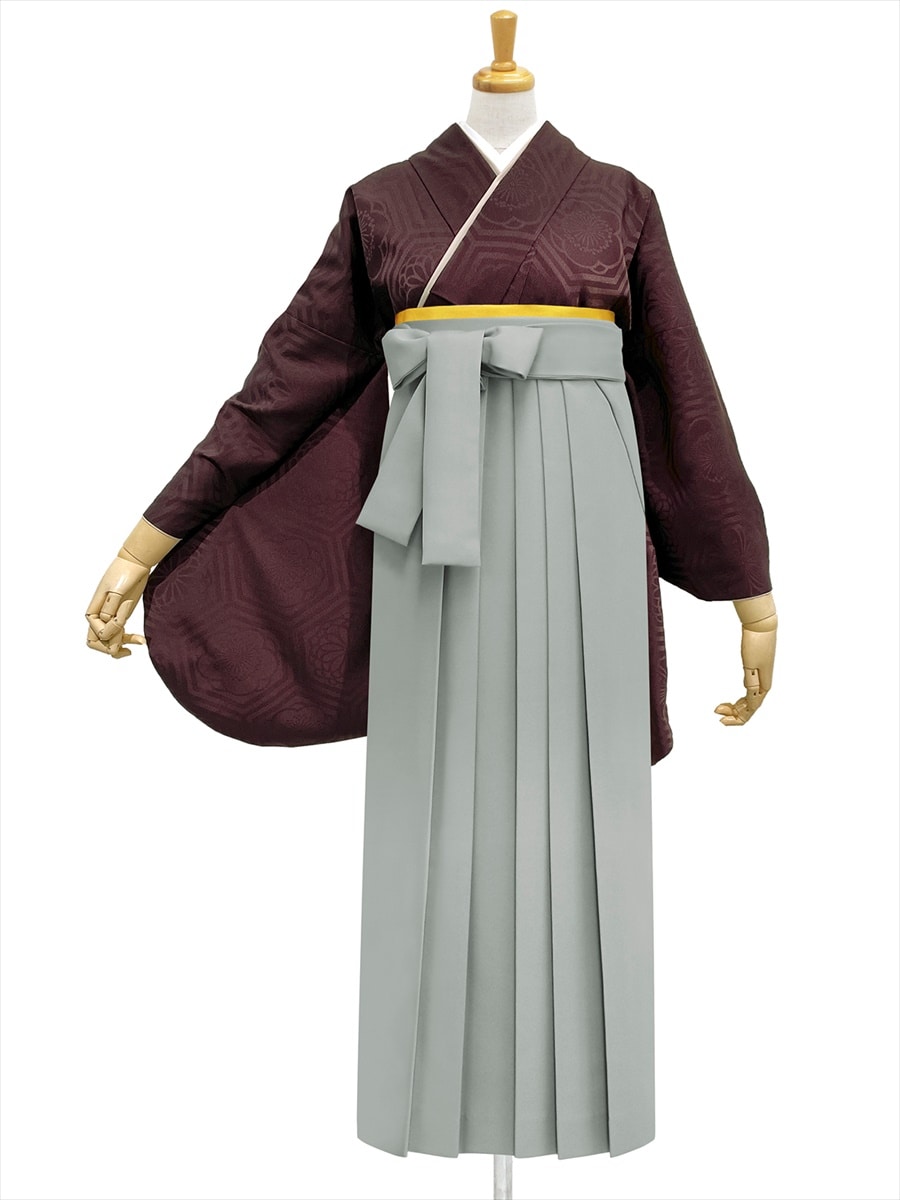 【レンタル商品】レンタル袴「【M0074】華亀甲・チョコレート」|グレー