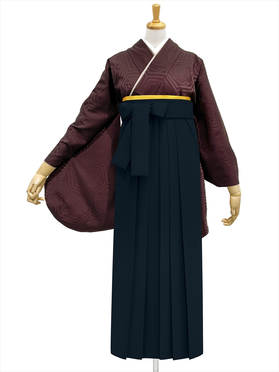 【レンタル商品】レンタル袴「【M0074】華亀甲・チョコレート」|ブラック