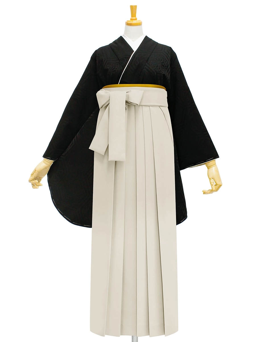 【レンタル商品】レンタル袴「【M0063】華亀甲・黒」|アイボリー