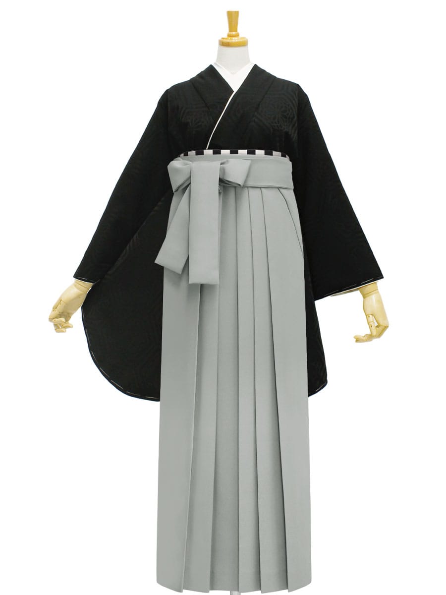 【レンタル商品】レンタル袴「【M0063】華亀甲・黒」|グレー