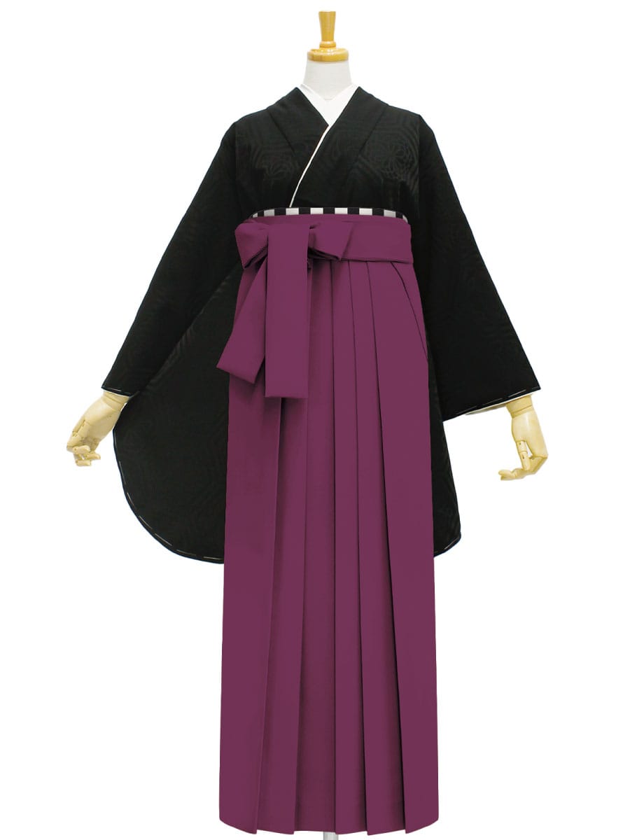 【レンタル商品】レンタル袴「【M0063】華亀甲・黒」|ダークレッド