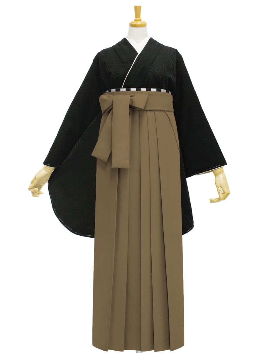 【レンタル商品】レンタル袴「【M0063】華亀甲・黒」|ブラウン