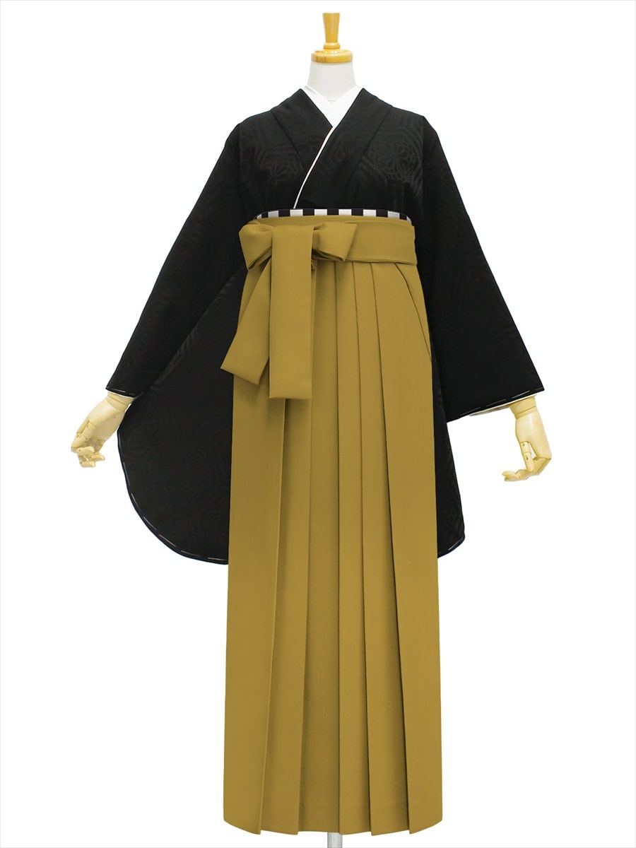 【レンタル商品】レンタル袴「【M0063】華亀甲・黒」|マスタード