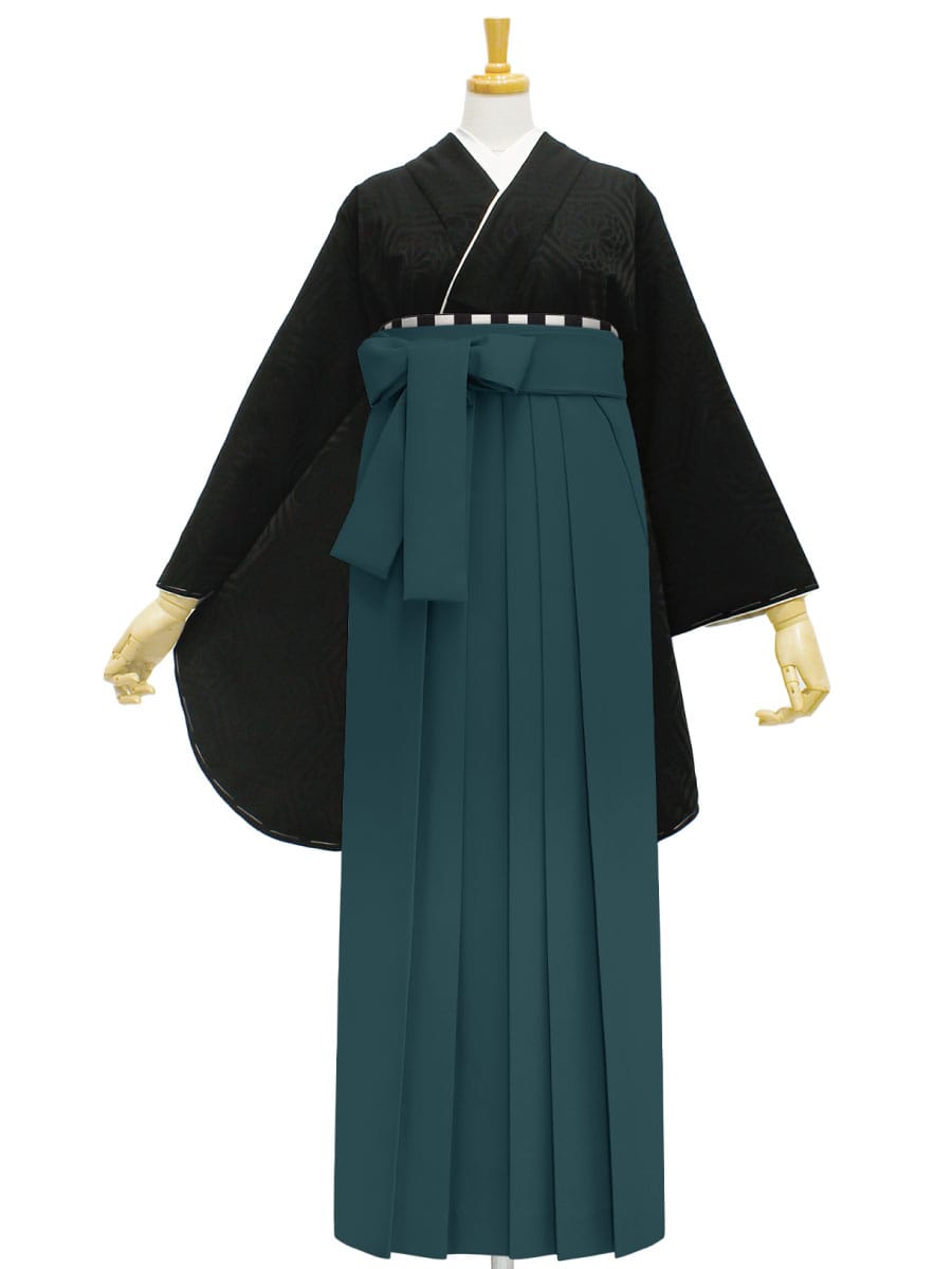 【レンタル商品】レンタル袴「【M0063】華亀甲・黒」|グリーン
