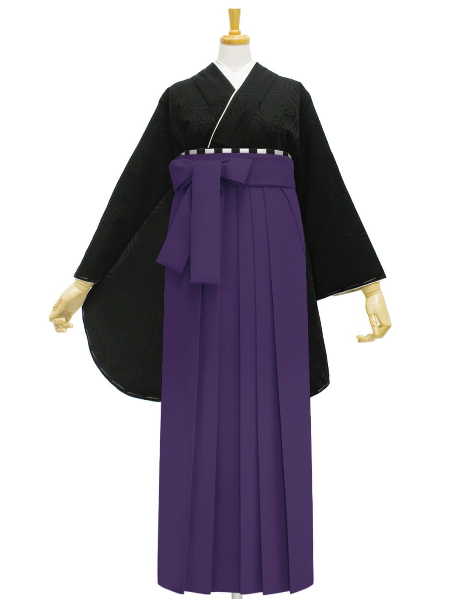 【レンタル商品】レンタル袴「【M0063】華亀甲・黒」|パープル