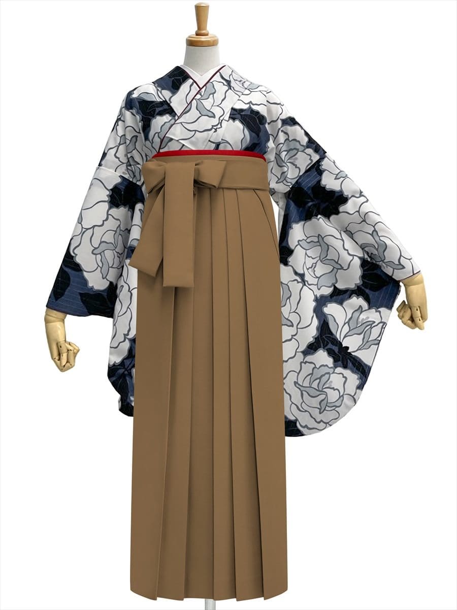 【レンタル商品】レンタル袴「【M0084】バラ・紺」|ブラウン