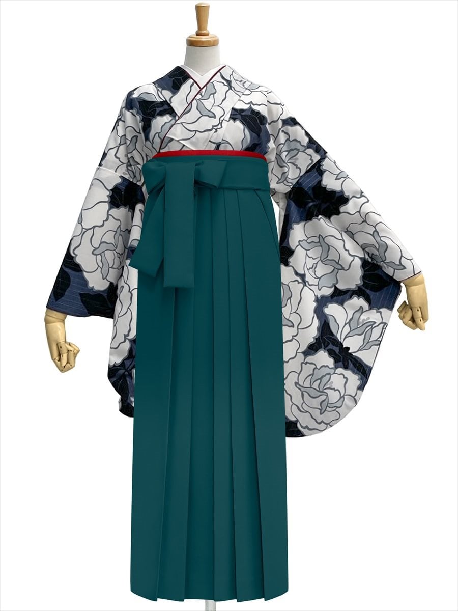 【レンタル商品】レンタル袴「【M0084】バラ・紺」|グリーン
