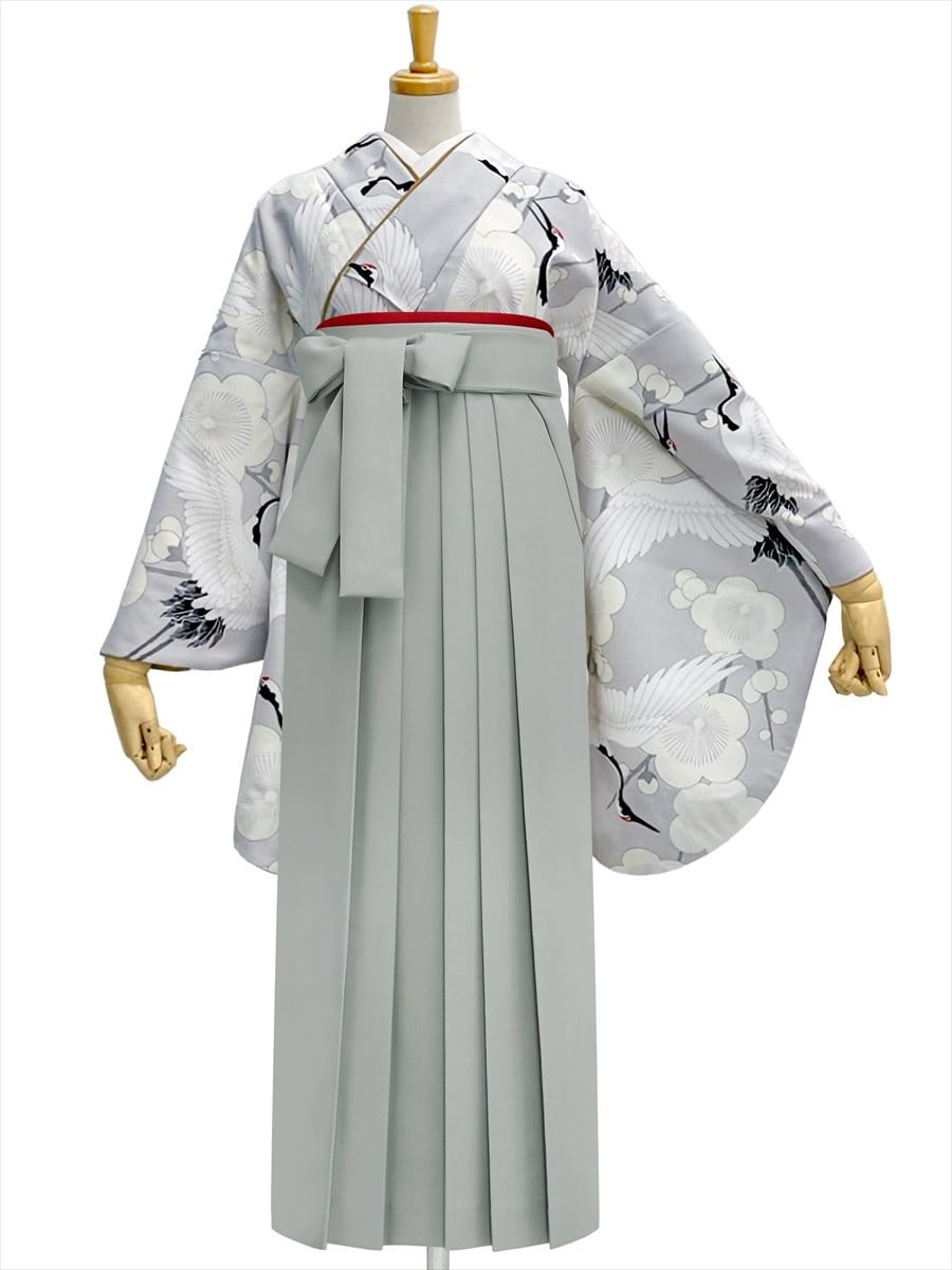 【レンタル商品】レンタル袴「【M0085】梅鶴・グレー」|グレー