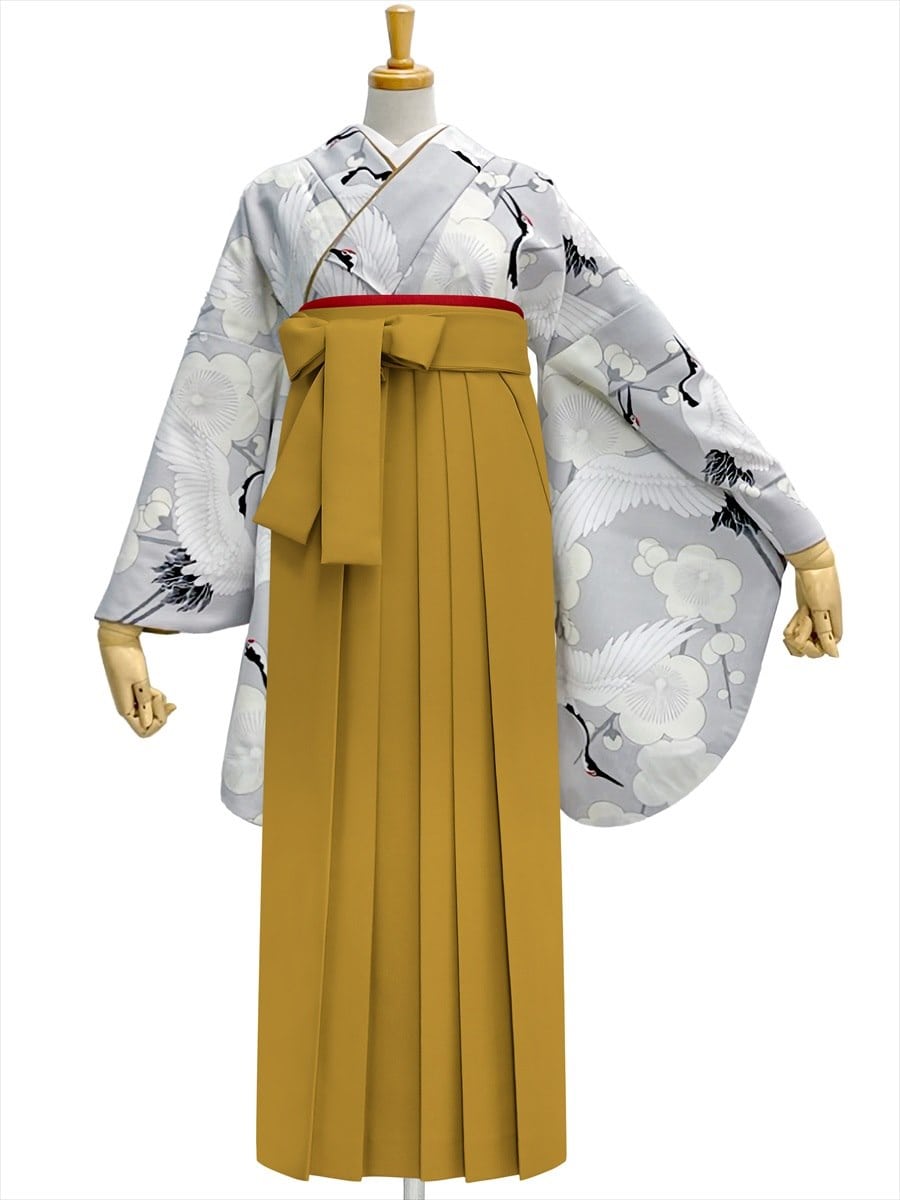 【レンタル商品】レンタル袴「【M0085】梅鶴・グレー」|マスタード