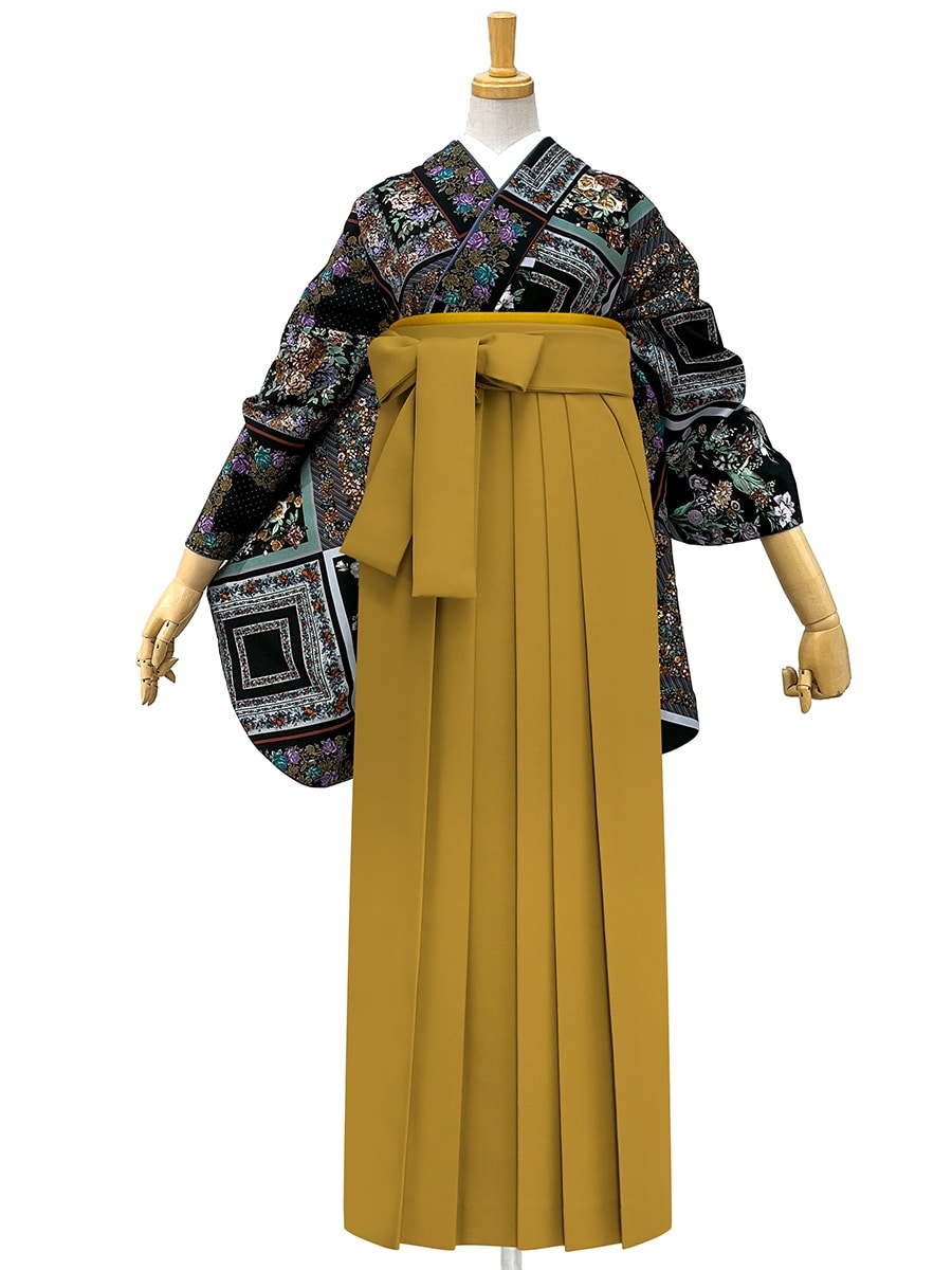 【レンタル商品】レンタル袴「【M2012】スカーフローズ・黒」|マスタード