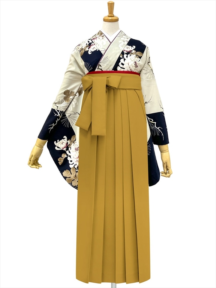 【レンタル商品】レンタル袴「【M0110】 昼夜菊松・紺」|マスタード