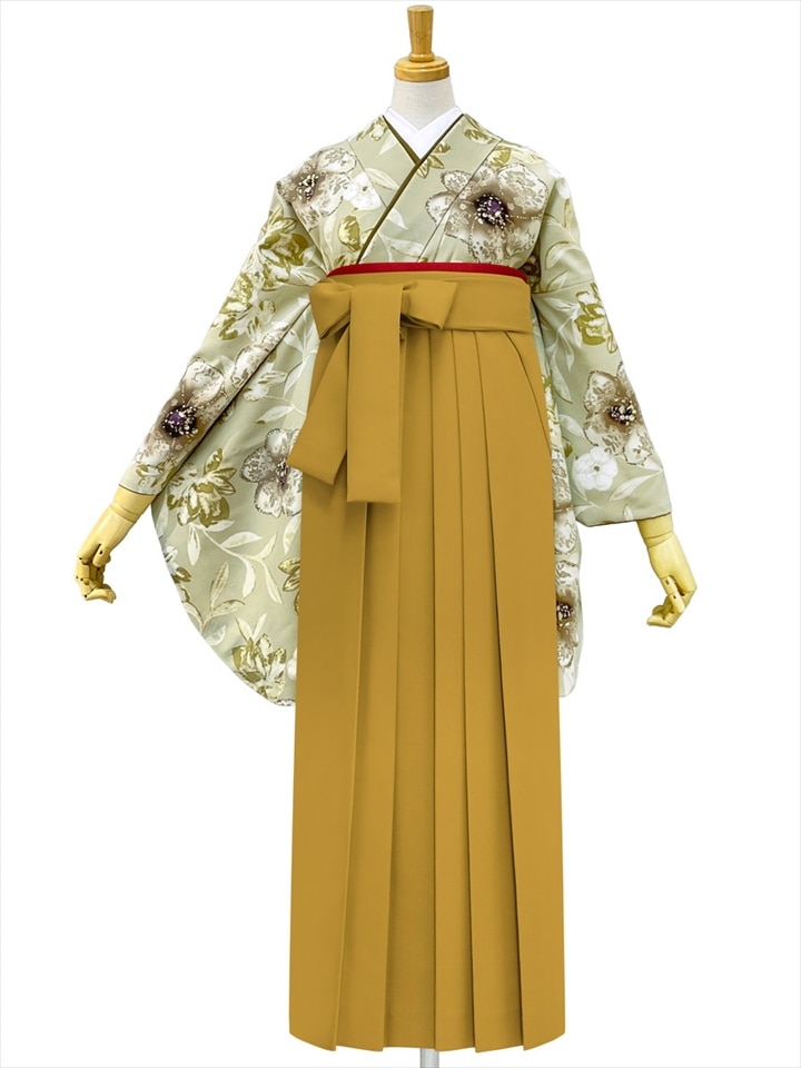 【レンタル商品】レンタル袴「【M0101】 レース花・ベージュ」|マスタード