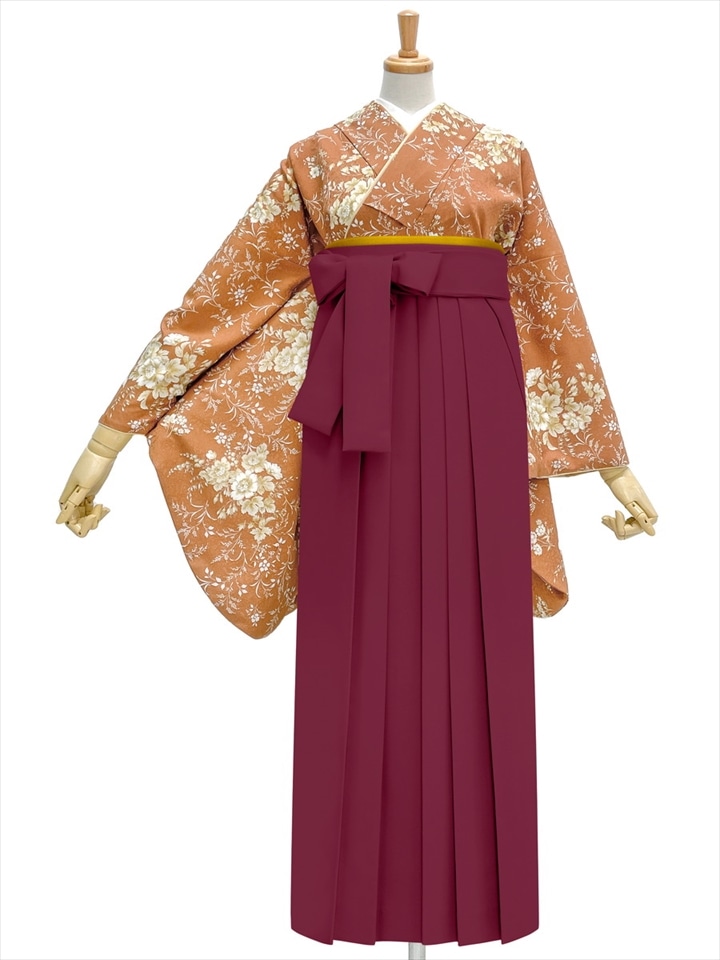 【レンタル商品】レンタル袴「【M0084】 ガーデン・テラコッタ」|ダークレッド
