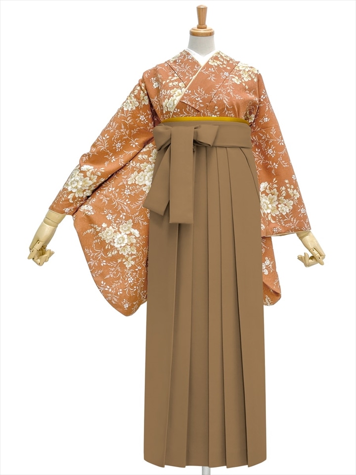 【レンタル商品】レンタル袴「【M0084】 ガーデン・テラコッタ」|ブラウン