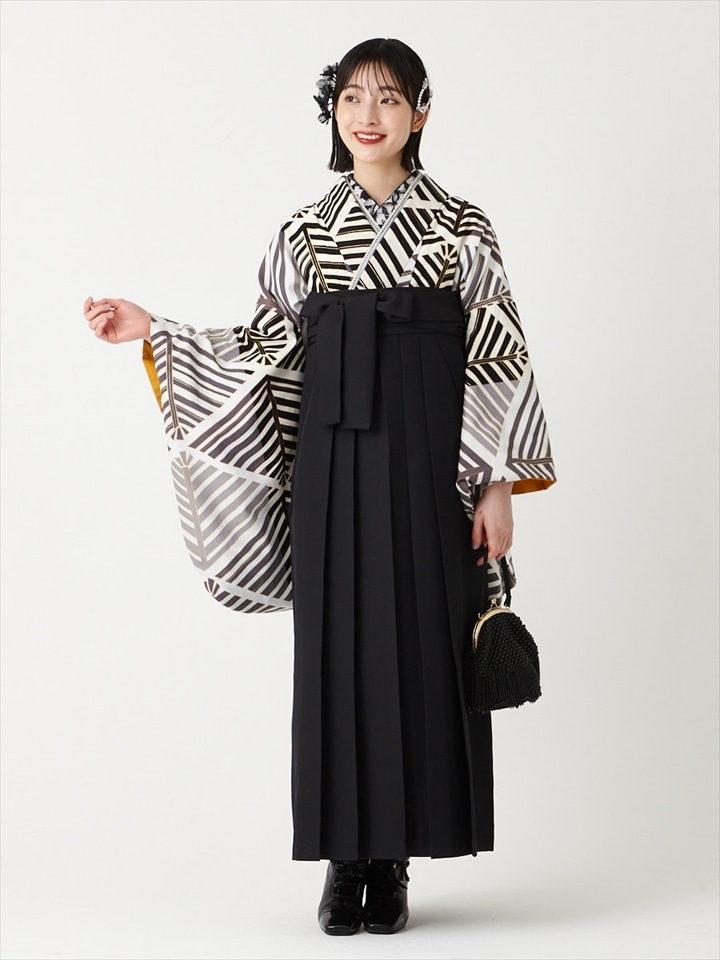 【レンタル商品】レンタル袴「【M0093】 松葉・黒」|ブラック