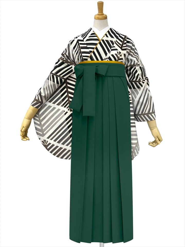 【レンタル商品】レンタル袴「【M0093】 松葉・黒」|グリーン