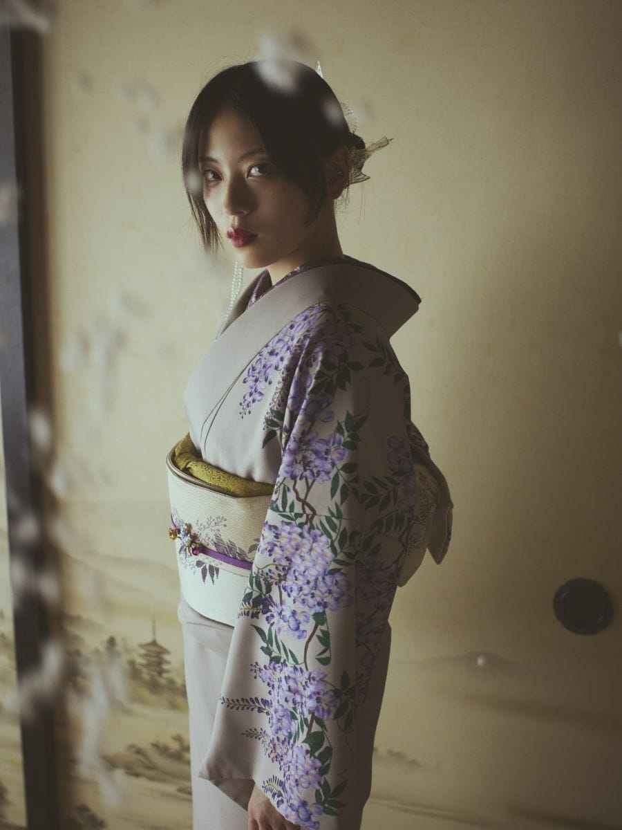 小紋単品「藤フリンジ」|グレージュ