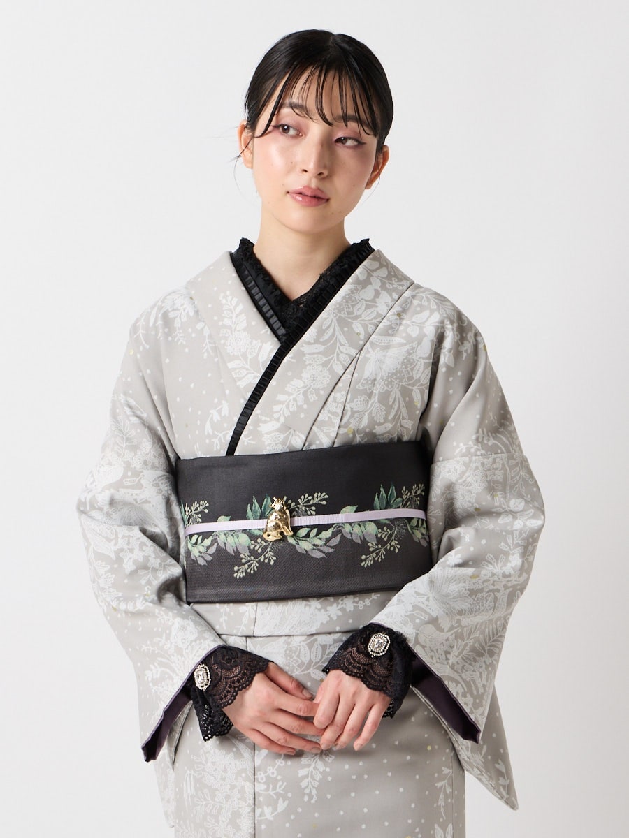 小紋単品「 フラワーレース箔」|グレージュ