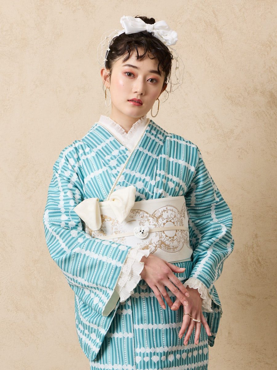 小紋単品 「ホイップクリーム」|ブルーグレー